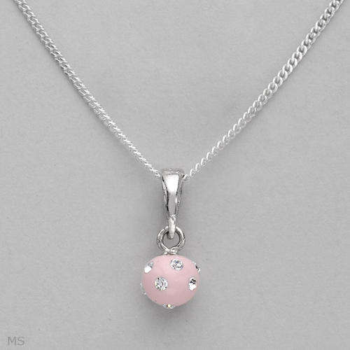 GENUINE SWAROVSKI CRYSTALS MADE IN PINK ENAMEL, WITH A STERLING SILVER CHAIN